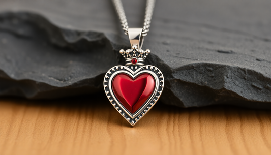A stylish stainless steel King of Hearts pendant necklace