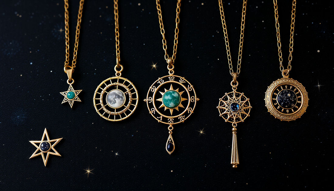 A cosmic-themed jewelry collection with celestial motifs