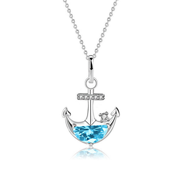 Nautical Blue Zirconium 295 Silver Clavicle pendant