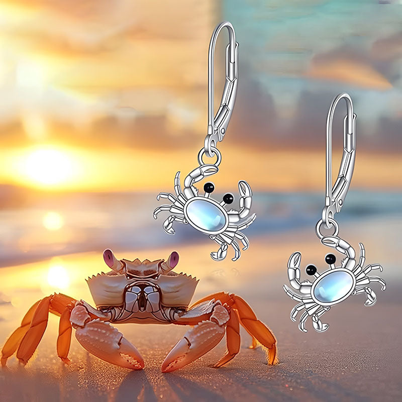 Origsoul 925 silver crab earrings with a stylish design featuring blue accents
