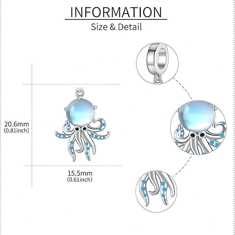 Origsoul 925 sterling silver moonstone octopus pendant with blue accent stones for unique jewelry lovers