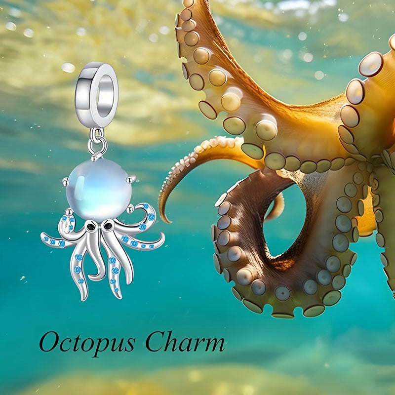 925 sterling silver moonstone octopus pendant with vibrant detailing and unique design