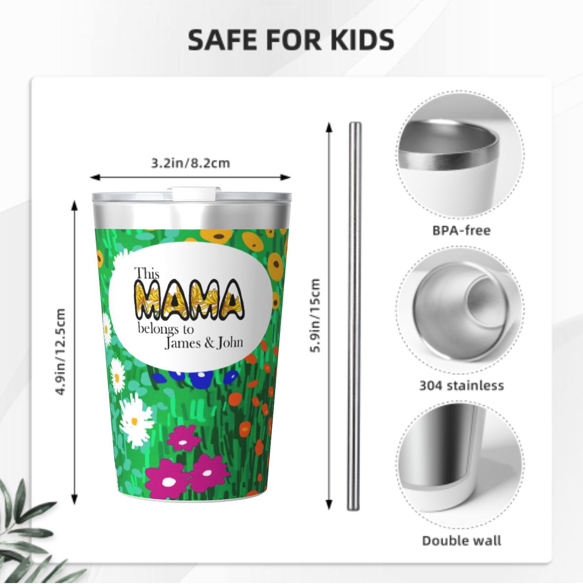 12 OZ Thermos With Conical Straw