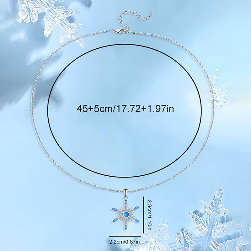 Origsoul frozen snowflake necklace silver chain adjustable 45 plus 5 cm pendant with blue crystals