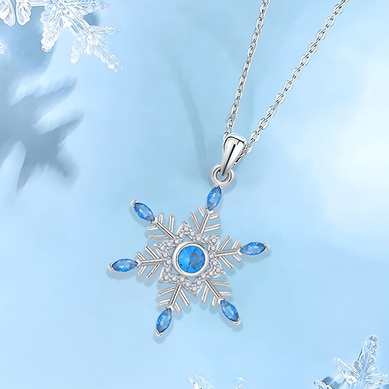 Origsoul frozen snowflake necklace sterling silver blue crystal snowflake pendant on delicate chain