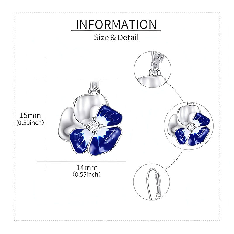 Origsoul blue floral dangle earrings for women with silver detailing and 15mm size