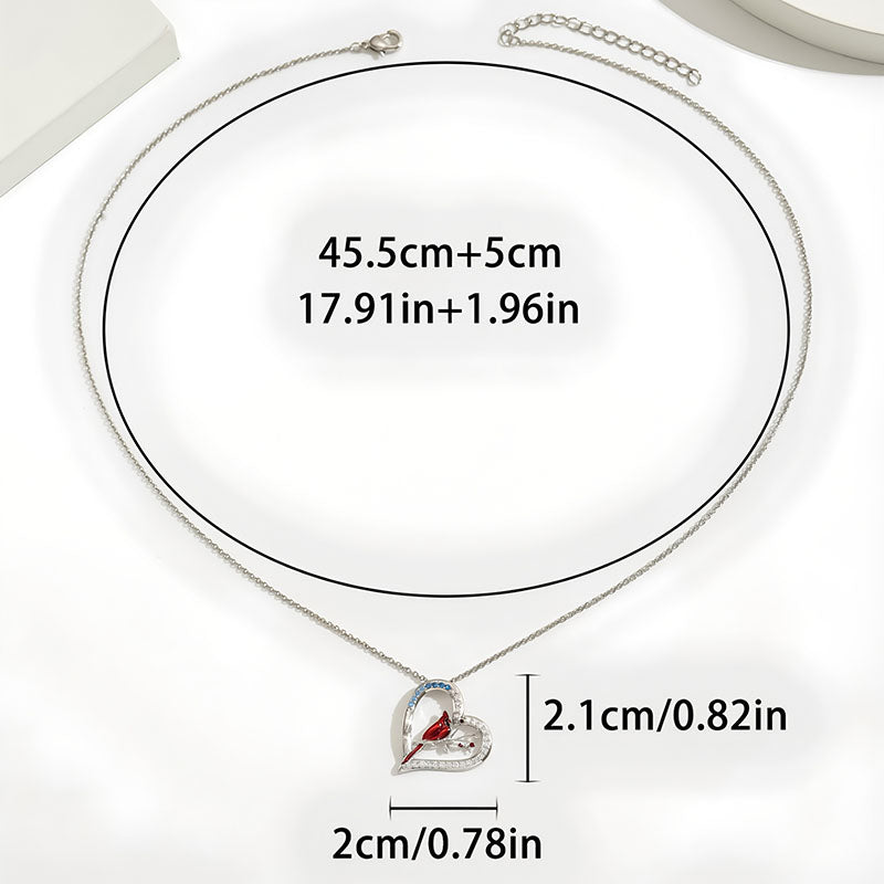 Origsoul cartoon parrot love necklace silver chain with heart and parrot pendant