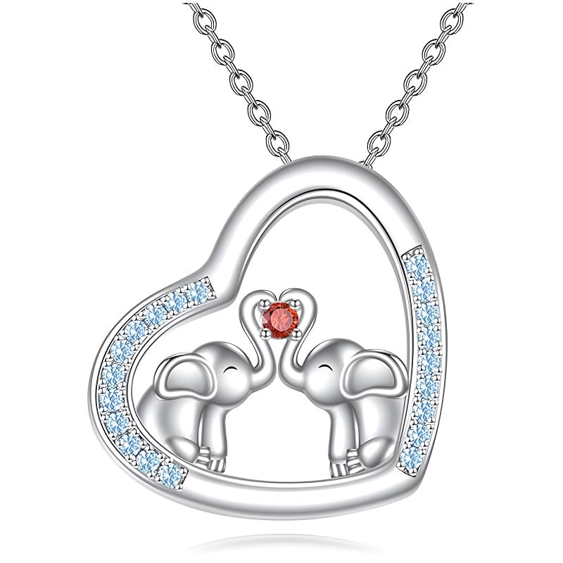 Origsoul couple necklace personalized gift featuring two elephants in a heart shape with sparkling details