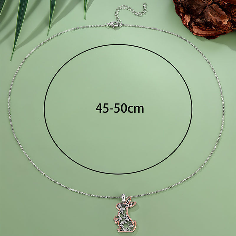 Origsoul silver necklace with a cute bunny charm pendant on adjustable chain 45-50cm