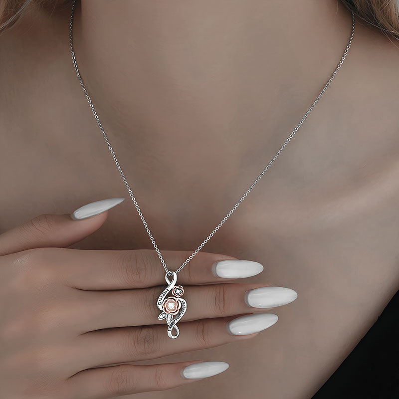 Elegant ins style rose necklace featuring a delicate design and sparkling details on a silver chain