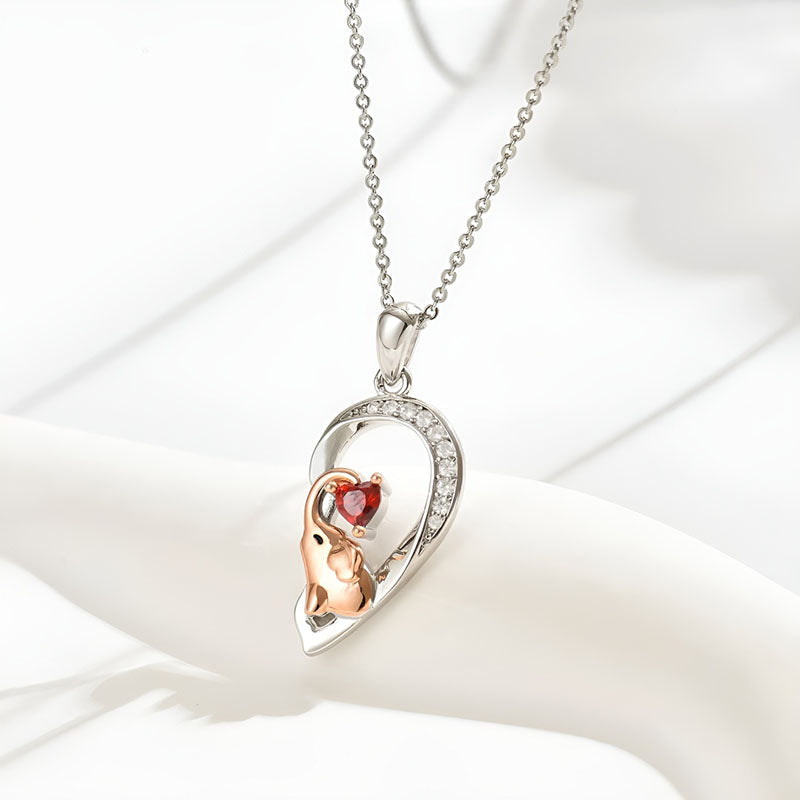 Origsoul elephant heart necklace sterling silver with gemstone accent and delicate chain design