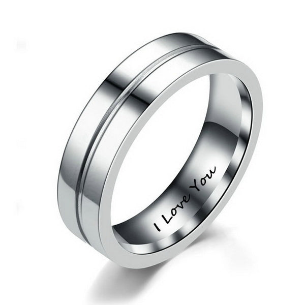 Origsoul silver wedding band with I Love You engraving not a gold zircon wedding bands