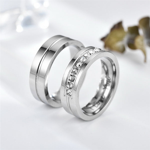 Origsoul silver gold zircon wedding bands with clear stones for elegant couple rings