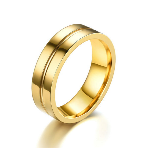 Origsoul gold zircon wedding bands with polished finish and sleek groove design