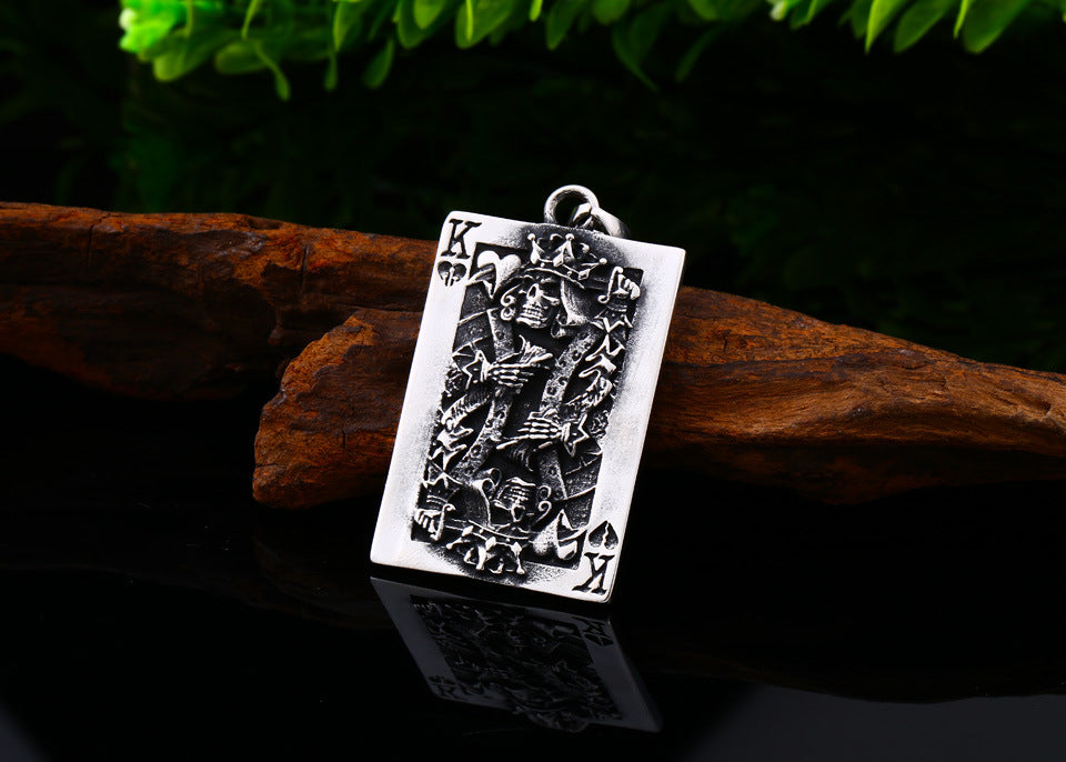 Origsoul king of hearts necklace stainless steel playing card pendant jewelry