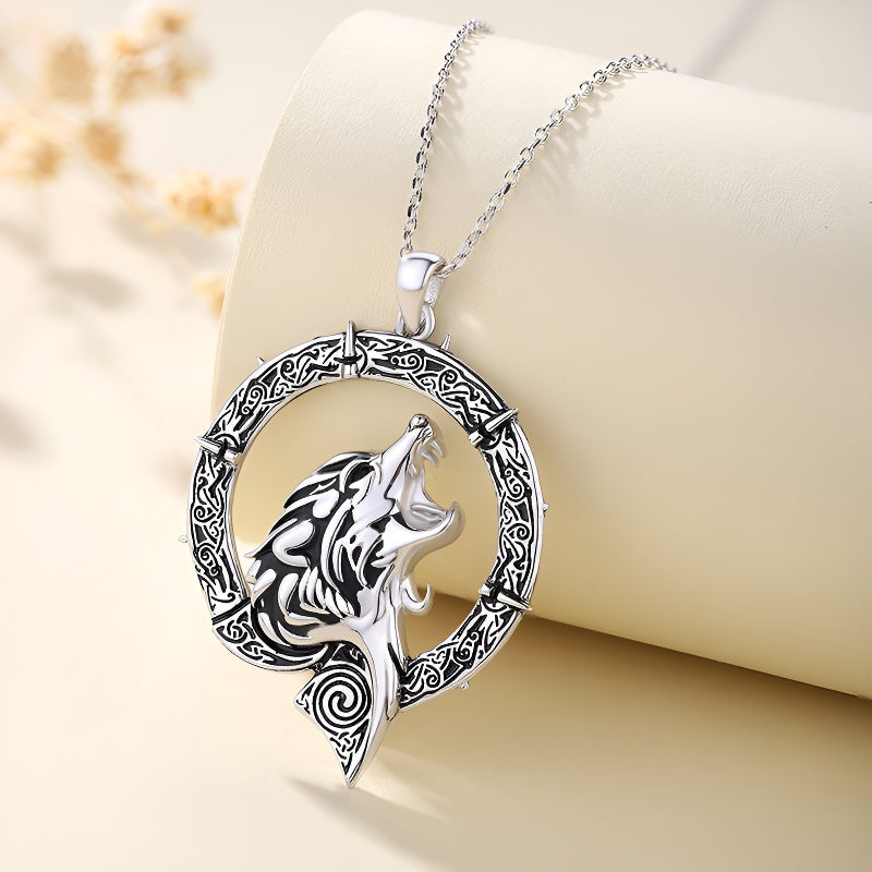 Origsoul mens wolf head silver necklace featuring intricate detailing and a unique design