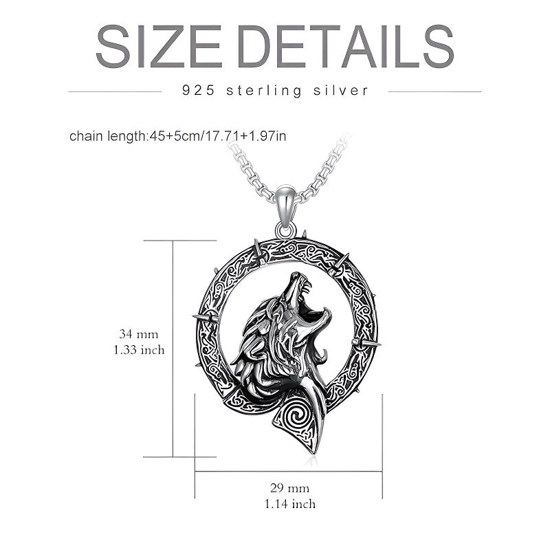 Origsoul mens wolf head silver necklace with intricate design and 925 sterling silver craftsmanship