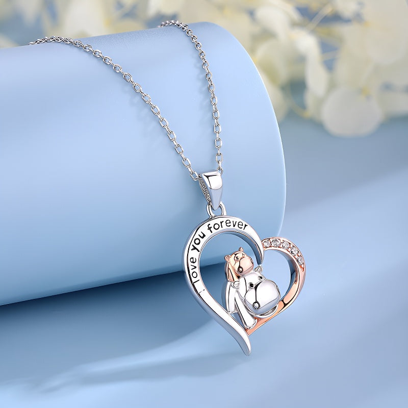 Origsoul mother and child horse necklace in heart design with love forever engraving