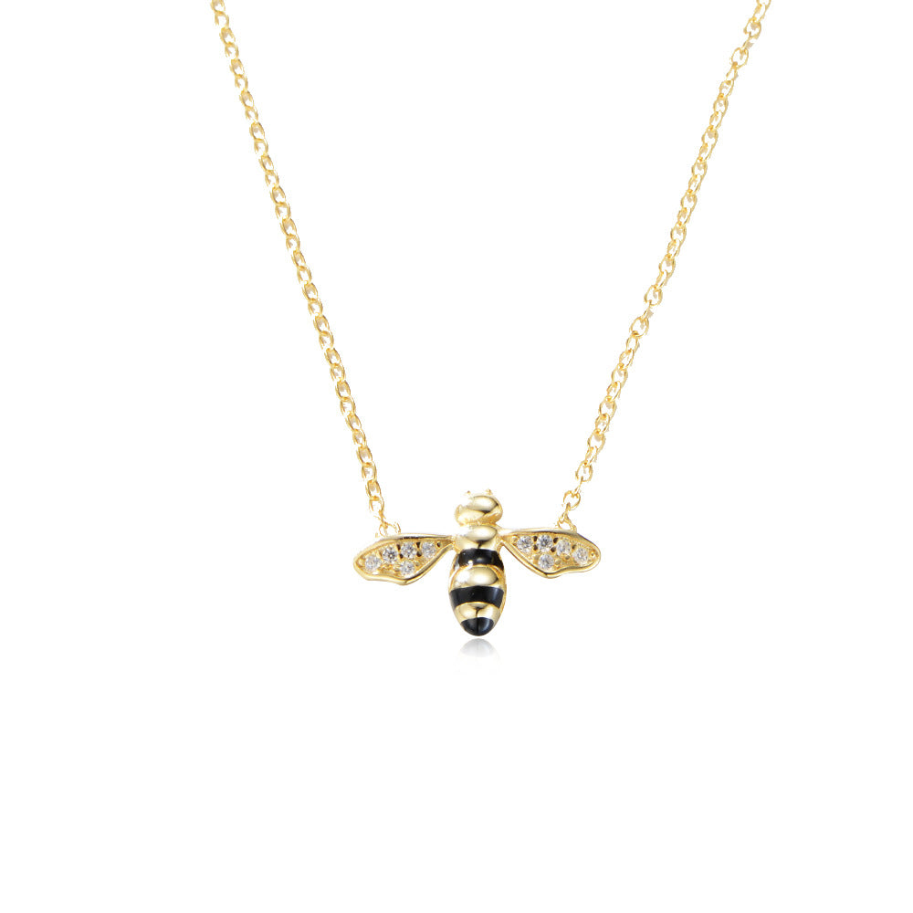 Origsoul insect jewelry bee pendant necklace featuring painted oil drop jewelry design with gold and black accents