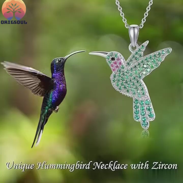 Origsoul Green Hummingbird Pendant Necklace with Zircon
