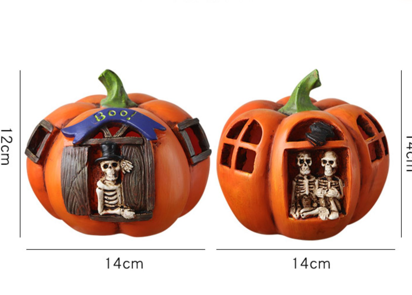 Origsoul resin haunted house pumpkin home decoration with skeleton figures inside detailed windows