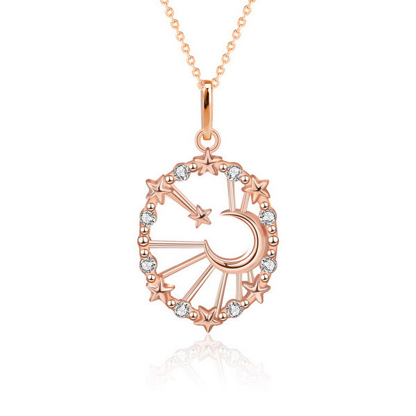 Origsoul rose gold sun moon star necklace with crystal accents and delicate chain