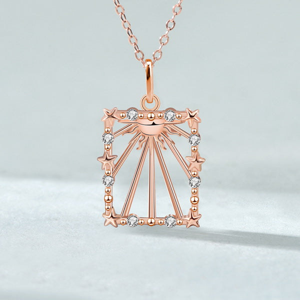 Origsoul rose gold sun moon star necklace with clear crystals and celestial design pendant