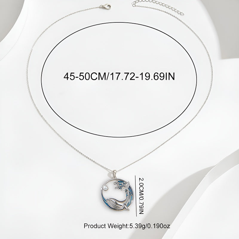 Origsoul S925 silver dolphin necklace with a delicate design and adjustable chain length