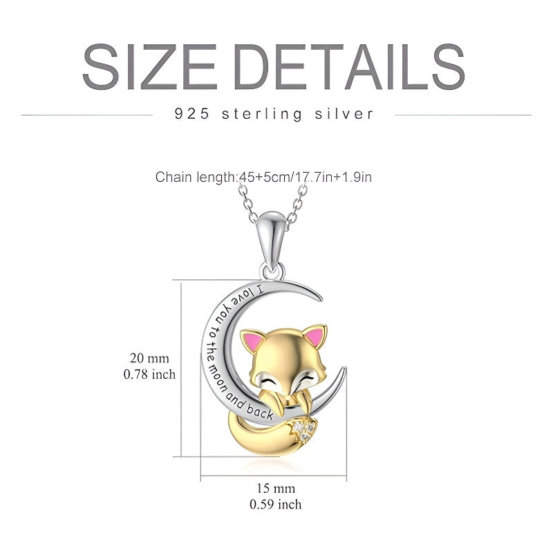 S925 silver fox pendant necklace with a cute design, perfect for animal lovers and everyday wear