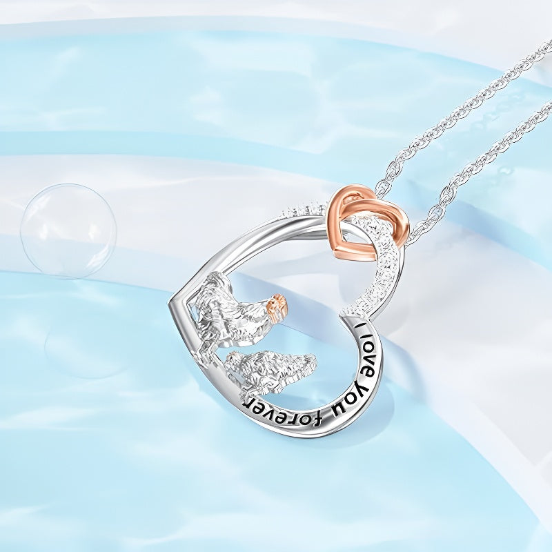 Origsoul S925 silver rooster zodiac necklace with heart design and engraved love message