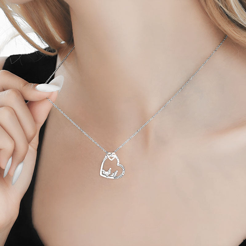Origsoul S925 silver rooster zodiac necklace with heart design on delicate chain