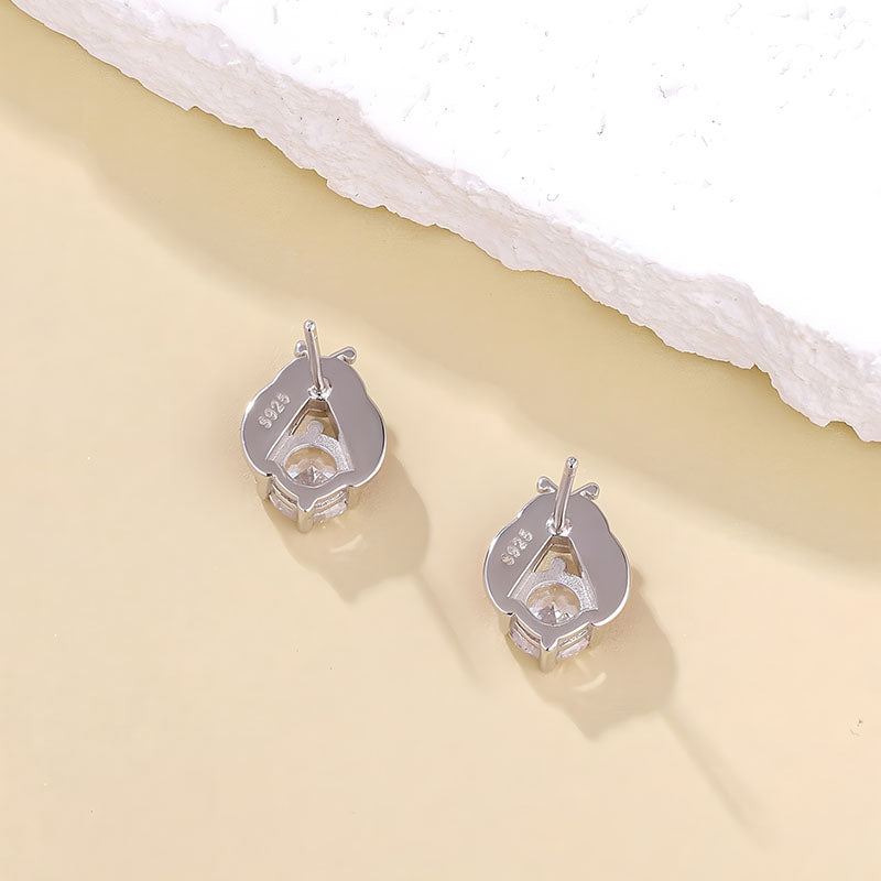 Origsoul S925 sterling silver ladybug earrings featuring a polished design and secure backs