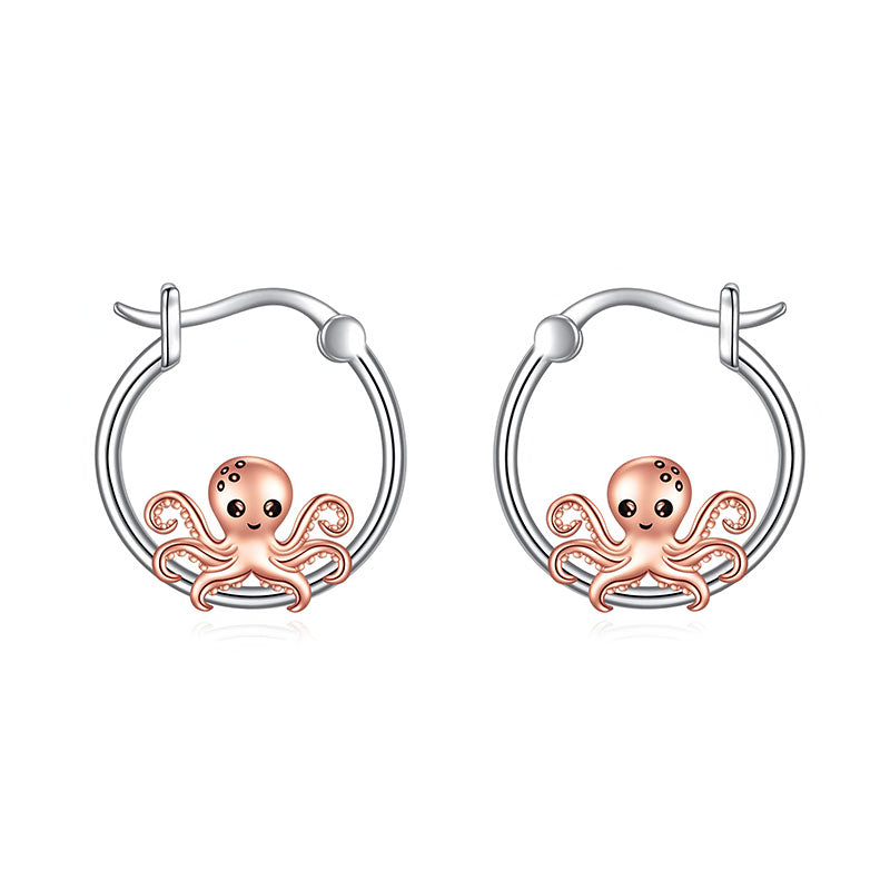 Origsoul S925 sterling silver marine life earrings featuring a cute octopus design
