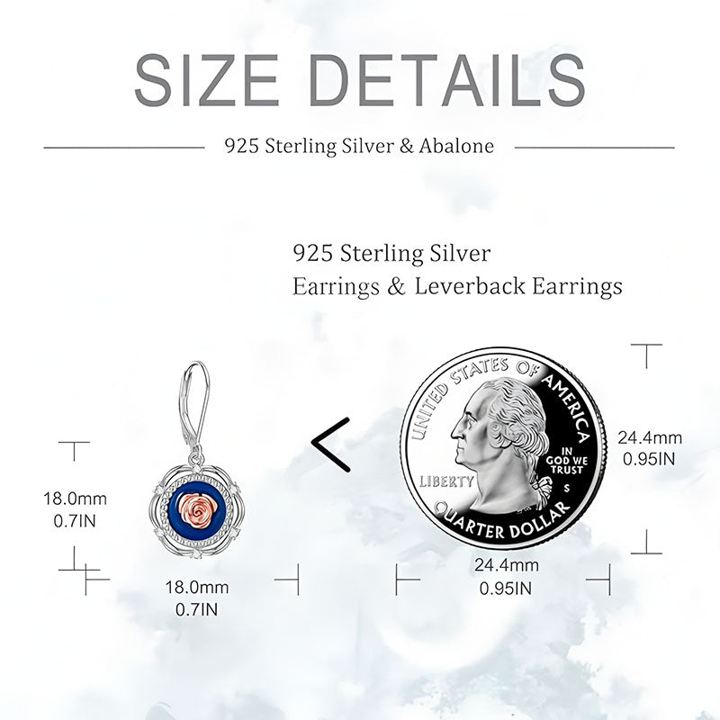 Origsoul S925 sterling silver rose earrings with abalone detail and leverback design for stylish elegance