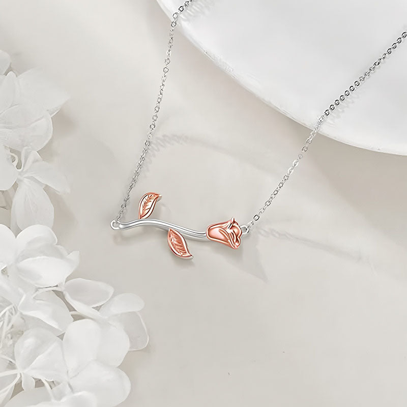 Origsoul S925 sterling silver rose necklace featuring a delicate rose design with a silver chain