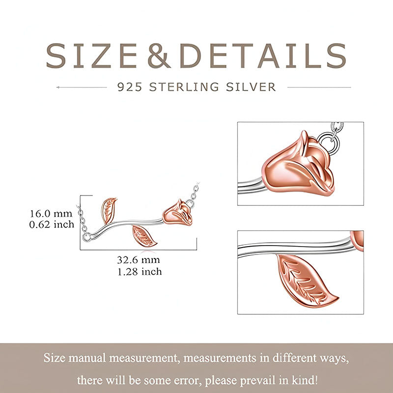 S925 sterling silver rose necklace featuring a delicate rose design on a 32.6-inch chain