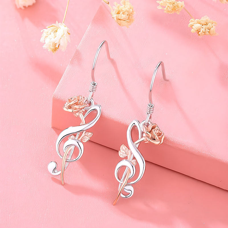 Origsoul s925 sterling silver rose note earrings with intricate flower design for elegant style