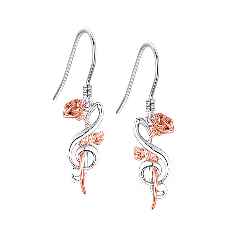 Origsoul s925 sterling silver rose note earrings with a unique floral design and delicate hooks