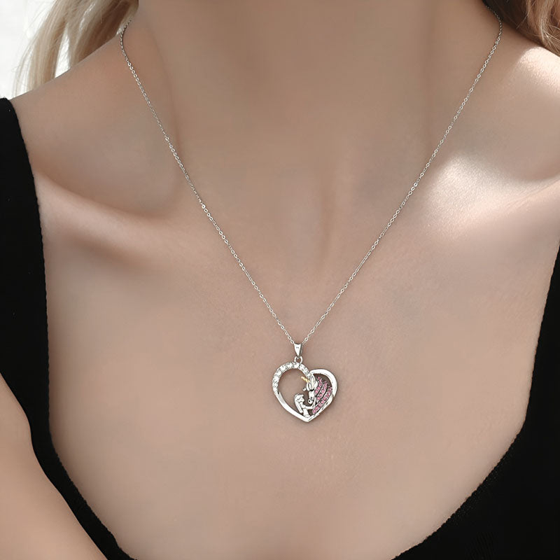 Origsoul S925 sterling silver unicorn necklace with heart pendant and elegant design for everyday wear