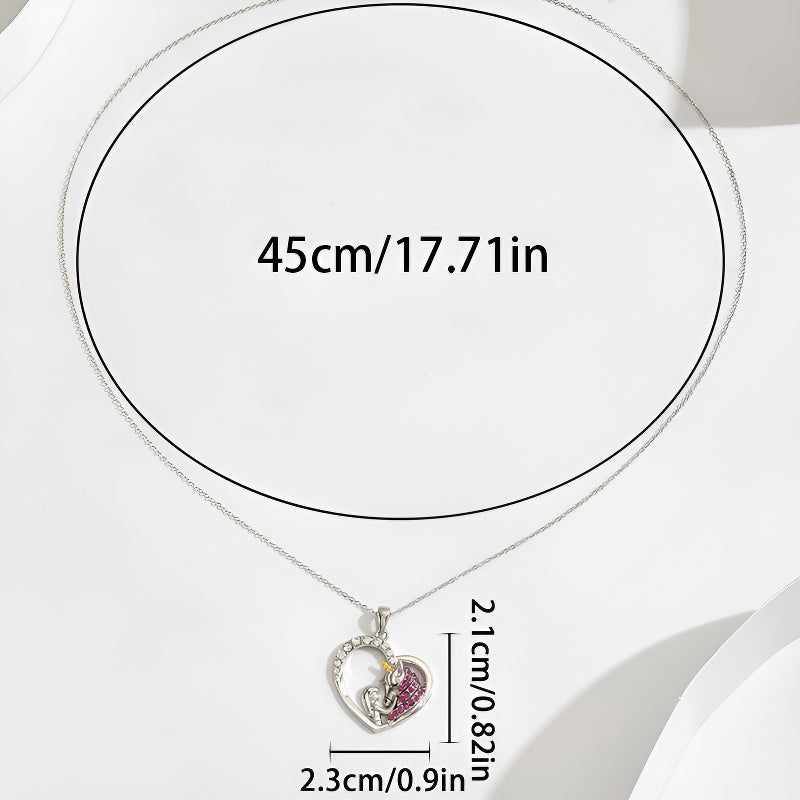 Origsoul S925 sterling silver unicorn necklace with heart pendant and sparkling details