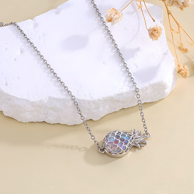 Origsoul silver fruit charm bracelet for women featuring a detailed pineapple charm on a delicate chain