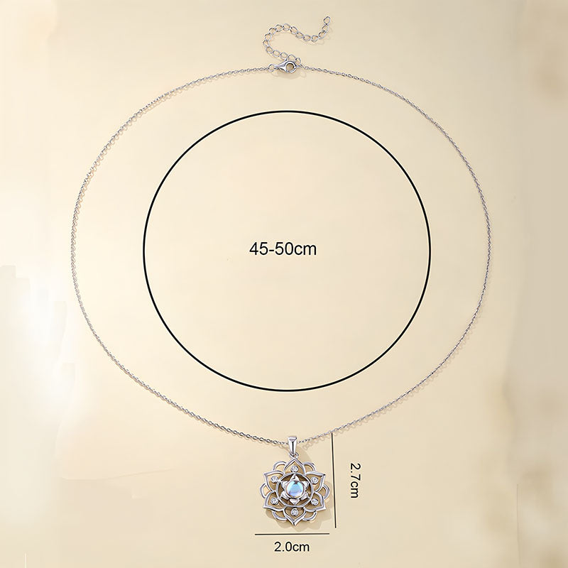Origsoul sacred geometry pendant jewelry with silver chain measuring 45-50cm and lotus design pendant 2.7 by 2.0 cm
