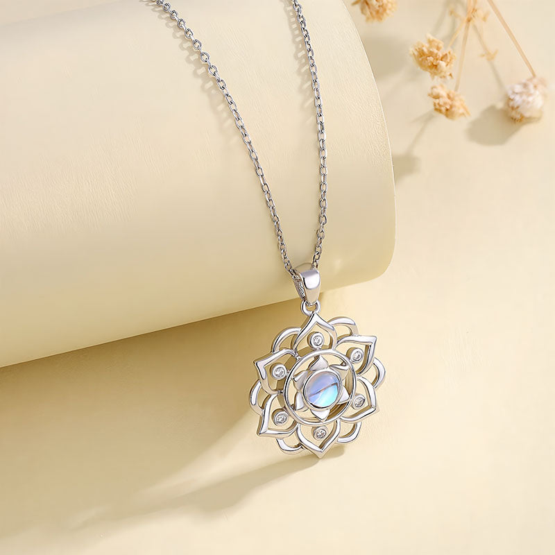 Origsoul silver sacred geometry pendant jewelry with intricate design and iridescent center stone