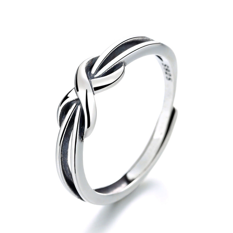 Origsoul silver safety pin ring with a sleek twist design and polished finish