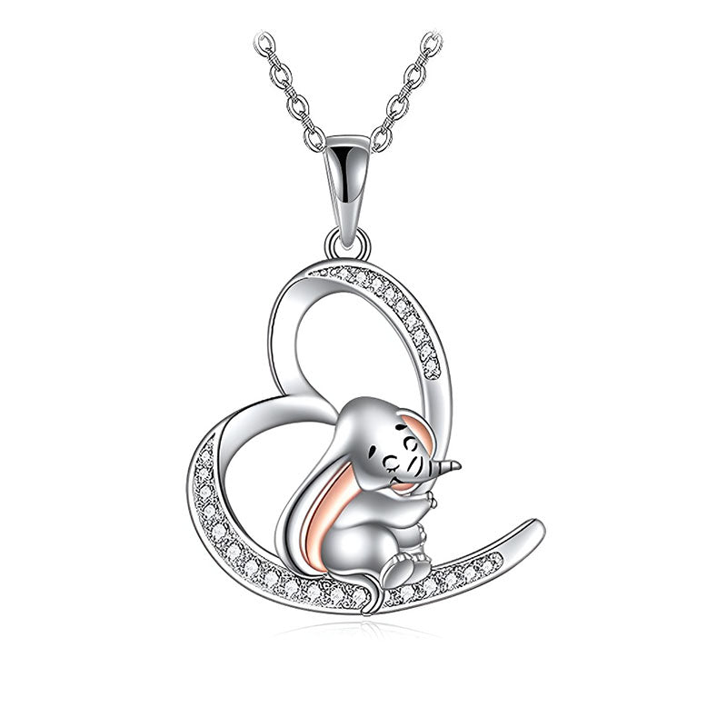 Origsoul sterling silver elephant heart necklace with intricate design and sparkling accents