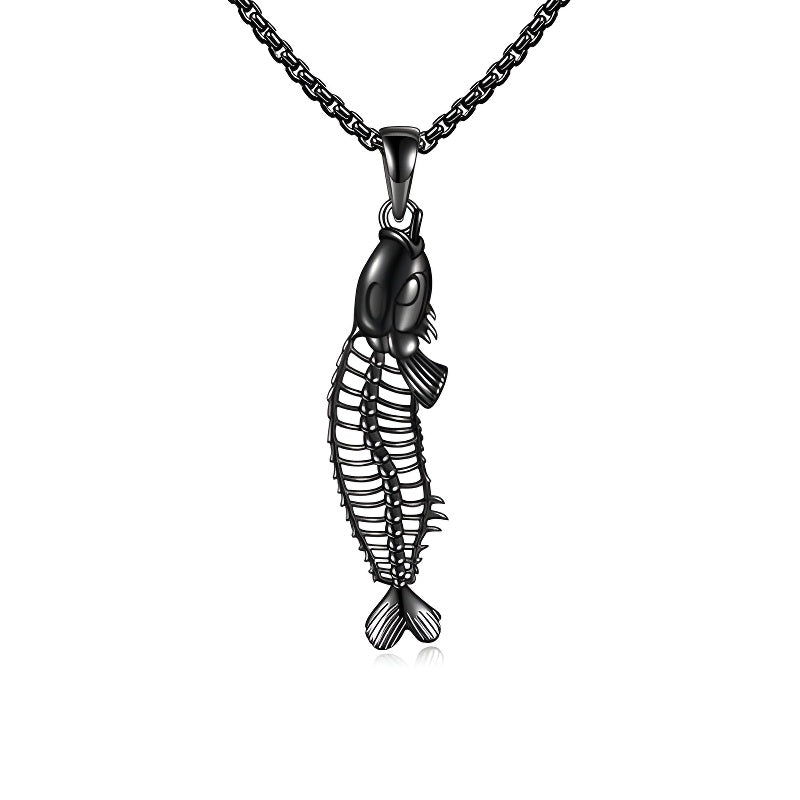 Origsoul sterling silver fishbone necklace with intricate detailing and a sleek chain