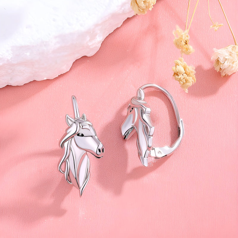 Origsoul sterling silver horse earrings featuring detailed horse head designs for elegant style