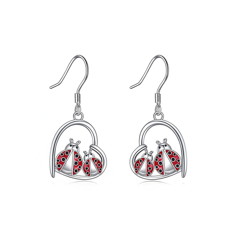 Origsoul sterling silver ladybug earrings with red and black enamel accents for a playful look