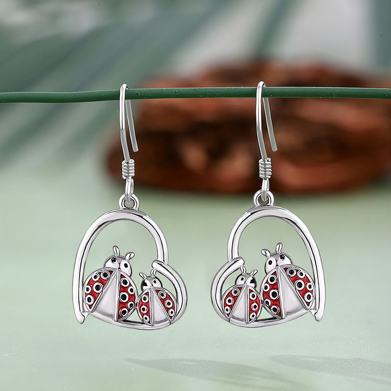 Origsoul sterling silver ladybug earrings featuring intricate design and colorful accents