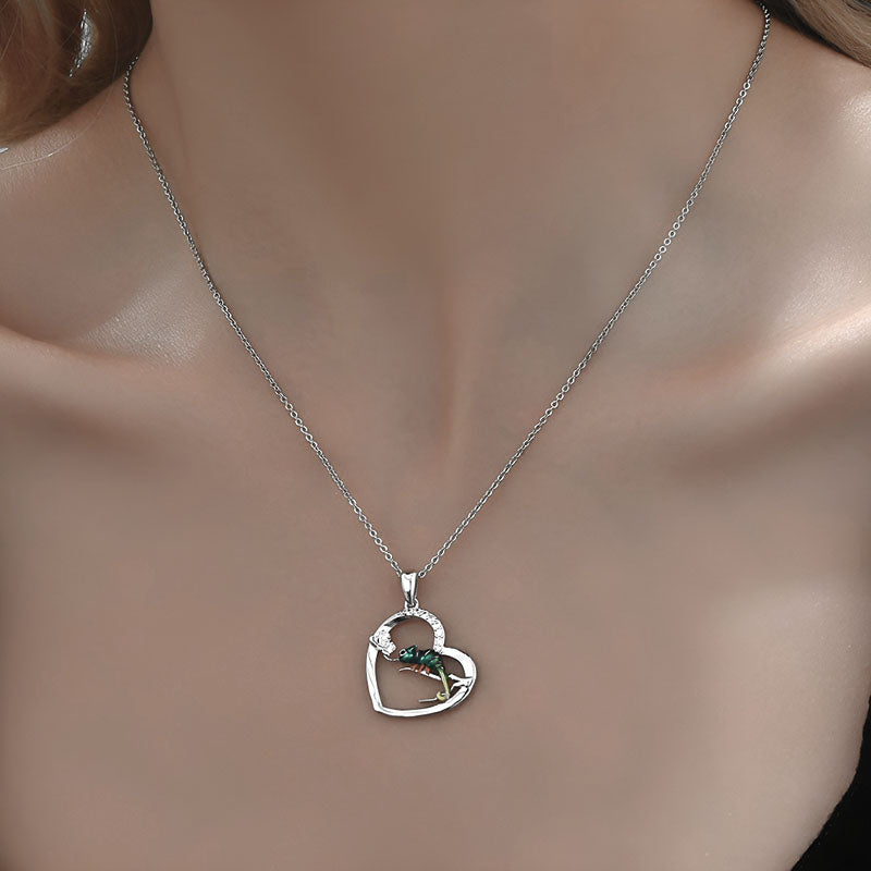 Origsoul sterling silver lizard heart necklace featuring a unique lizard design inside a heart pendant